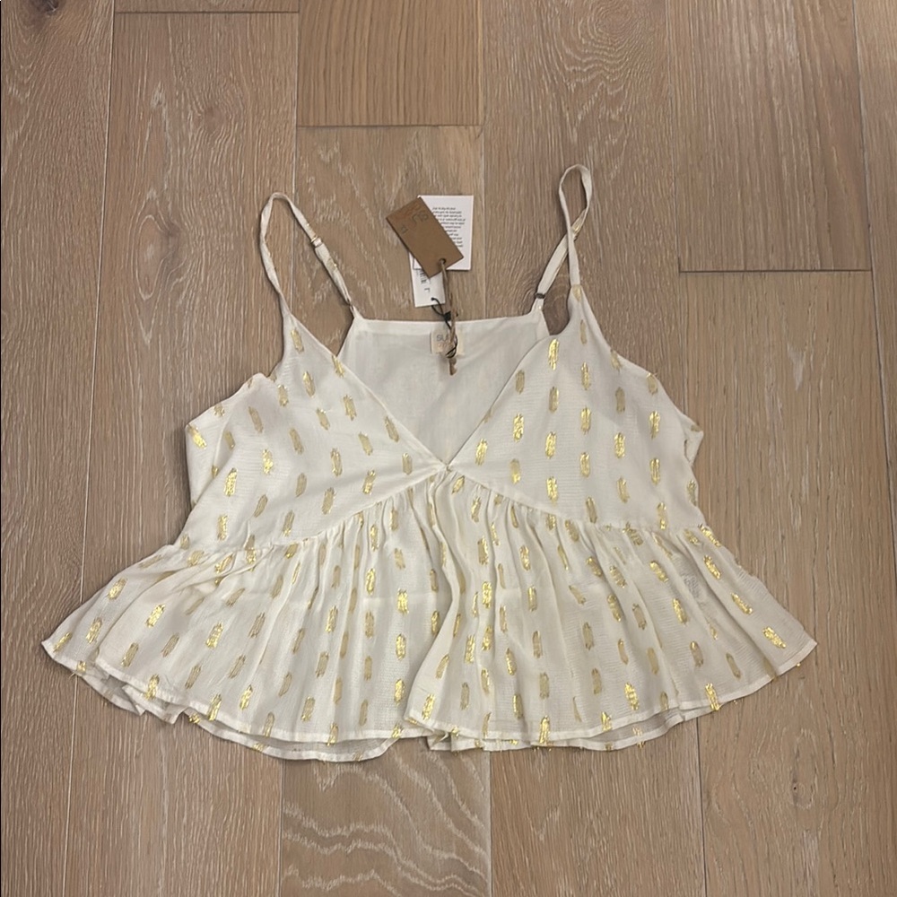 Surf Gypsy Cream Camisole with Gold Accents